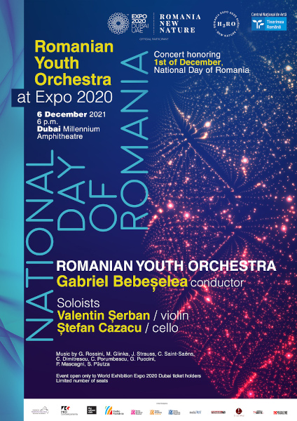 Pe 6 decembrie, Orchestra Română de Tineret cântă la Expo 2020 Dubai pe scena Millenium Amphitheater