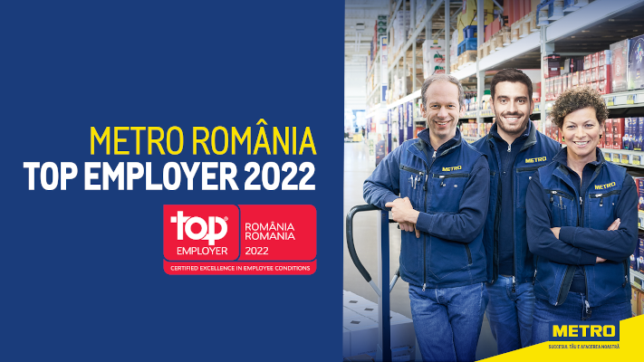 METRO recunoscut ca TOP employer 2022 în România