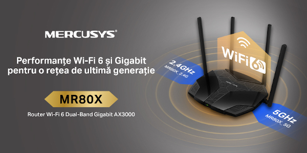 Mercusys® lansează în România noul său flagship, modelul MR80X, un router Gigabit performant și accesibil, compatibil Wi-Fi 6