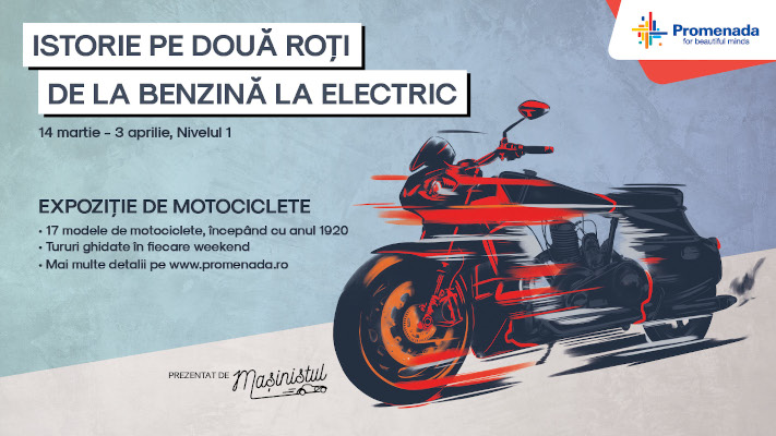 Primăvara aceasta, Promenada Mall București te invită la povești pe două roți într-o expoziție inedită dedicată istoriei motociclismului