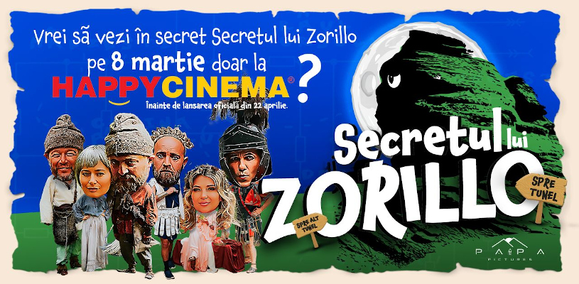 Proiecție cinematografică în mare SECRET pe 8 martie, înainte de lansarea națională din 22 aprilie – Secretul lui Zorillo la Happy Cinema