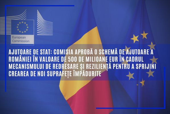 CE aprobă o schemă de ajutoare a României în valoare de 500 de milioane EUR în cadrul Mecanismului de redresare și reziliență pentru a sprijini crearea de noi suprafețe împădurite