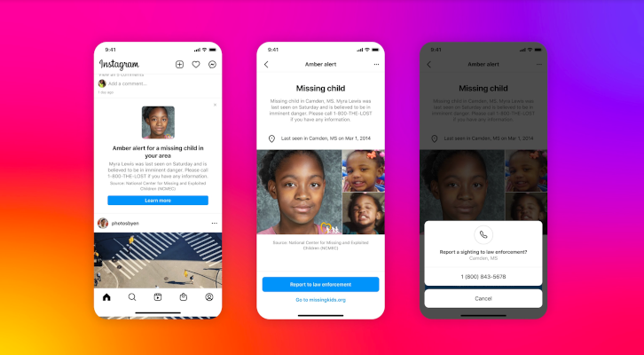 Meta lansează AMBER Alerts pe Instagram pentru a contribui la găsirea copiilor pierduți