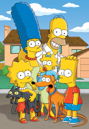 THE SIMPSONS: (L-R) Snowball II, Lisa, Marge, Maggie, Santa's Lil' Helper, Homer and Bart on THE SIMPSONS on FOX.  THE SIMPSONS ™ and © 2008 TTCFFC ALL RIGHTS RESERVED.
