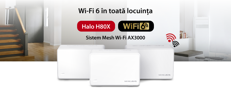 Mercusys lansează noul său flagship, primul sistem Mesh compatibil Wi-Fi 6 din portofoliul său, modelul Halo H80X