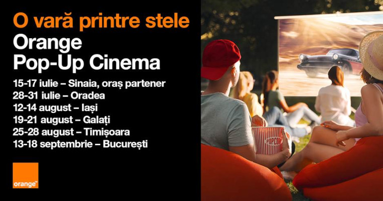 Orange Pop-Up Cinema vine în 6 orașe din România. Toate încasările merg spre Fundația Orange
