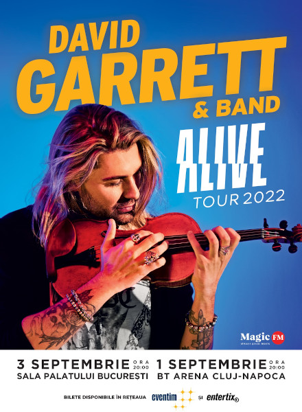 În septembrie, David Garrett prezintă concertul „ALIVE” în premieră la BT Arena din Cluj-Napoca și pe scena Sălii Palatului din București