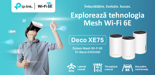 TP-Link lansează pe piața din România primul său sistem Mesh cu tehnologie Wi-Fi 6E, modelul Deco XE75 