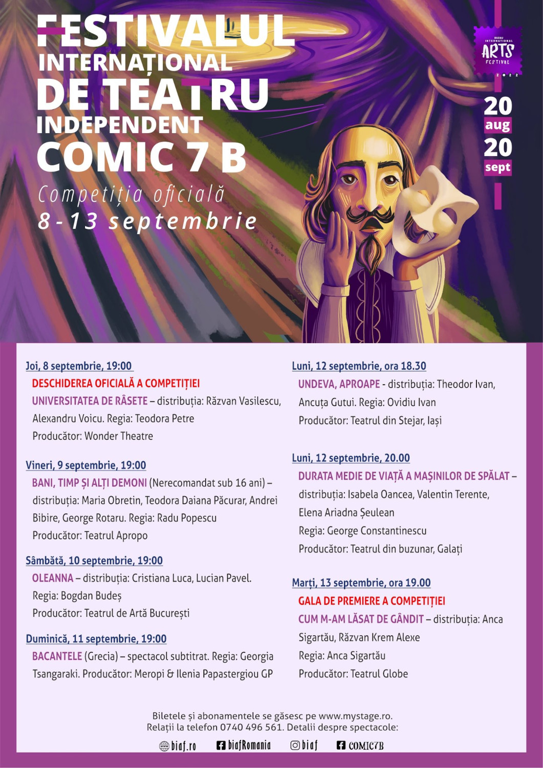 Începe competiția oficială a Festivalului Internațional de Teatru Independent COMIC 7 B, din cadrul Buzău International Arts Festival