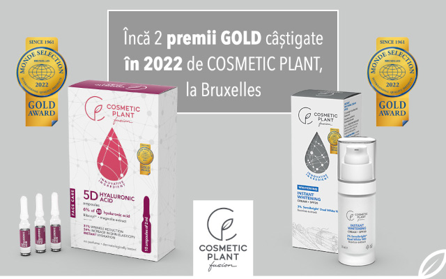Cu încă 2 premii GOLD câștigate în 2022, COSMETIC PLANT ajunge la 16 premii internaționale pentru calitate