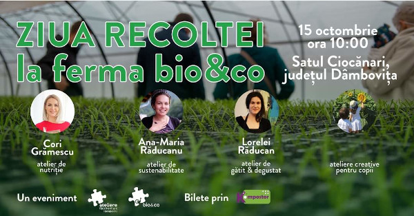 Legume bio și ateliere pentru cei mari și cei mici pe 15 octombrie la Sărbătoarea Recoltei de la ferma bio&co de lângă București