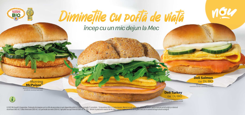 McDonald’s aduce trei noi sandvișuri fresh în meniul de mic dejun, pentru dimineți cu poftă de viață