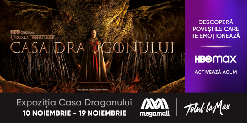 Craniul legendarului dragon Balerion din House of the Dragon ajunge la Mega Mall București