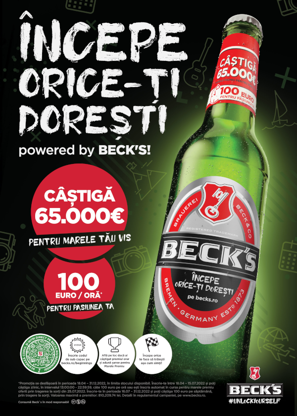 Beck’s câștigă premiul PIAȚA pentru cea mai eficientă promoție cu campania “Începe orice-ți dorești”