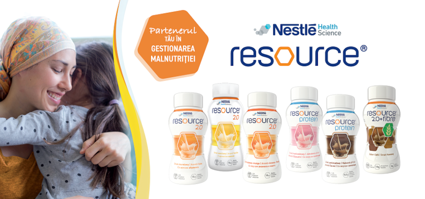 Divizia Nestlé Health Science, aduce pe piața din România gama Resource, o dietă polimerică, nutrițională completă recomandată pentru regimul dietetic al malnutriției și/sau al riscului de malnutriție în afecțiunile oncologice
