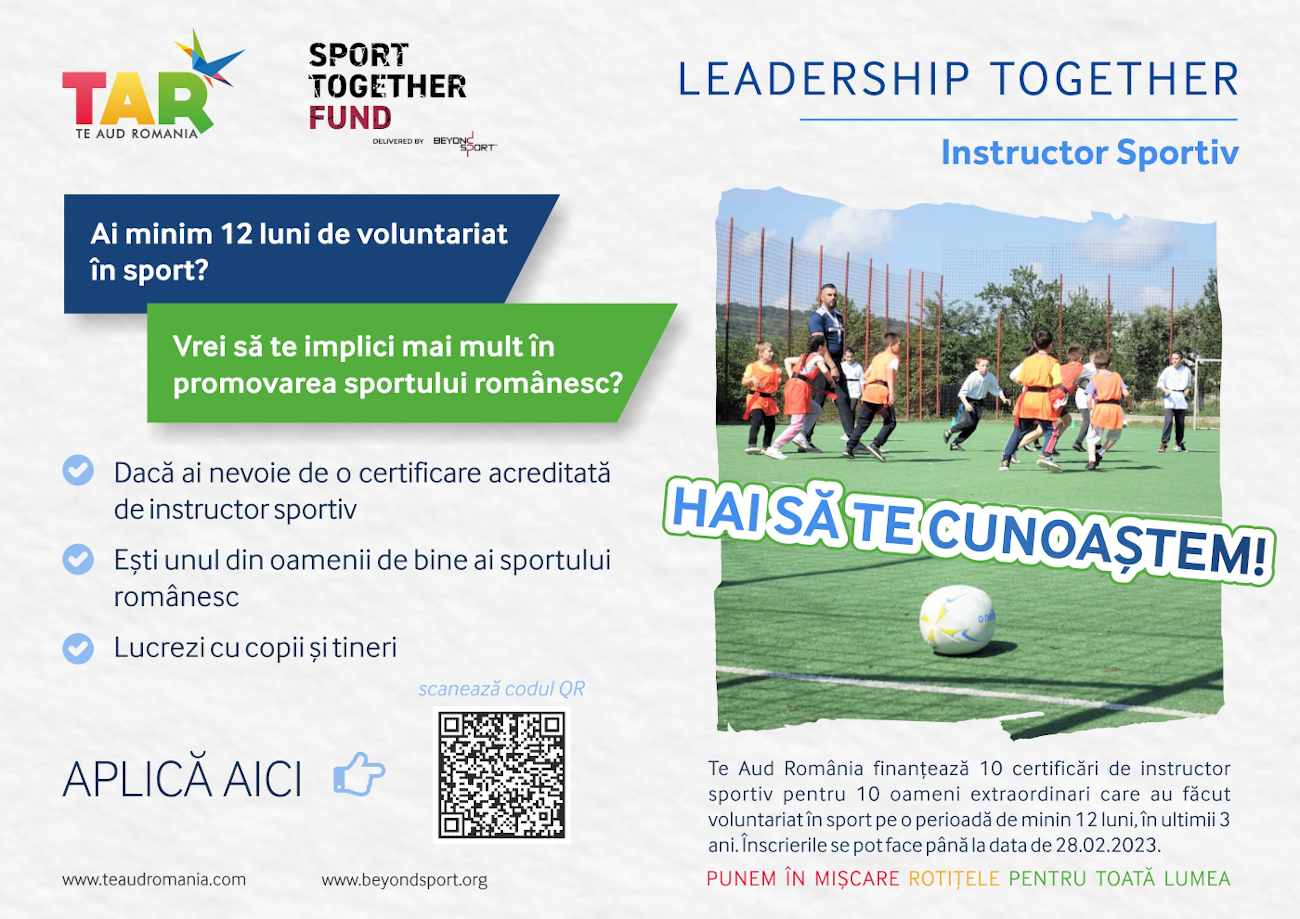 Fundația Te Aud România deschide aplicațiile pentru profesorii și pasionații de sport din județul Suceava ca să obțină certificare acreditată de instructor sportiv
