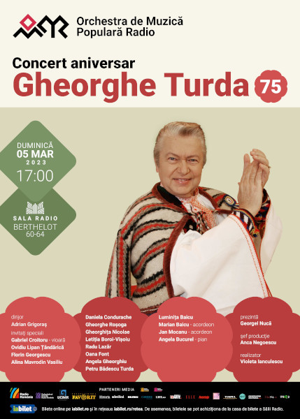 Gheorghe Turda 75: concert folcloric aniversar la Sala Radio