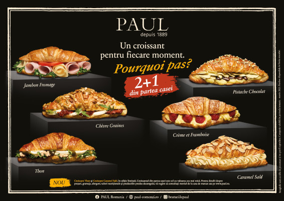 PAUL promoții la 7 sortimente de croissante din meniu
