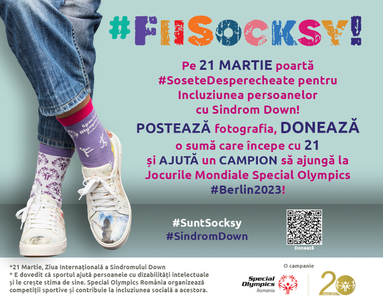 ziua Internațională a Sindromului Down Special Olympics România #FiiSocksy, poartă șosete desperecheate