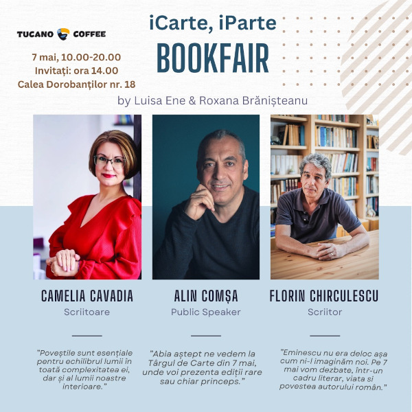 iCarte, iParte Book Fair aduce laolaltă scriitori și cititori: invitați Camelia Cavadia, Florin Chirculescu și Alin Comşa