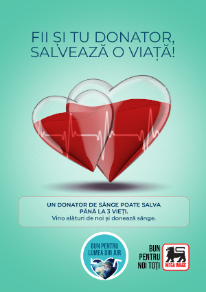 De Ziua Mondială a Donatorului de Sânge, Mega Image susține Centrul de Transfuzie Sanguină București cu echipamente în valoare totală de 24.000 EUR și oferă kit-uri pentru donatori în 7 orașe