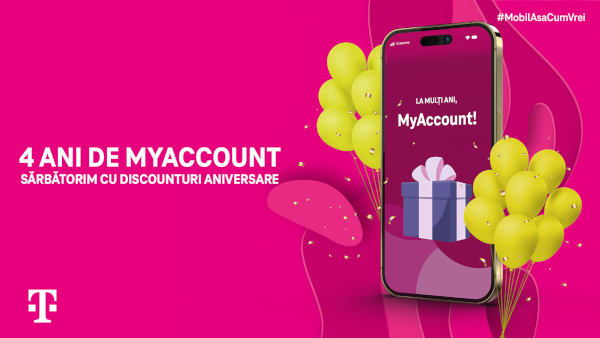 Telekom Mobile sărbătorește 4 ani de MyAccount cu reduceri aniversare în aplicație iar abonamentele NELIMITAT au acum prețuri și mai atractive