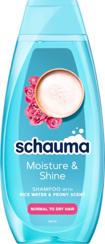 Șamponul Schauma Moisture & Shine cu apă de orez și parfum de bujor