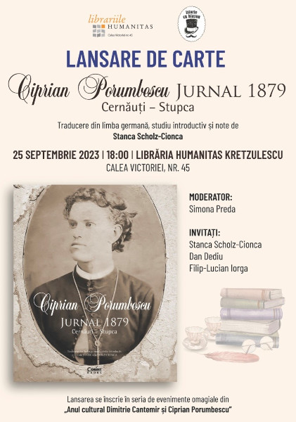 Lansarea volumulului Ciprian Porumbescu – Jurnal 1879. Cernăuţi – Stupca