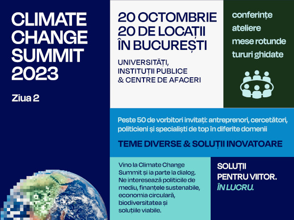 Peste 1500 de participanți sunt așteptați la Climate Change Summit în perioada 19-20 octombrie