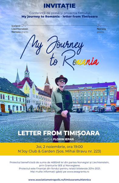 Documentarul de călătorie „My journey to Romania – Letter from Timișoara”, proiecție la București, pe 2 noiembrie