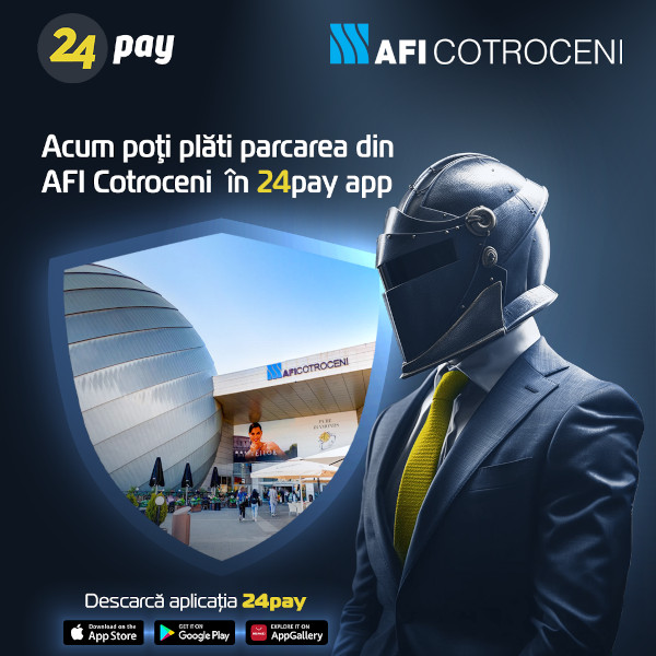 24pay anunță un nou parteneriat ce permite achitarea contravalorii serviciului de parcare din mall-ul AFI Cotroceni direct din aplicaţie