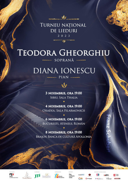 Turneu național de lieduri: soprana Teodora Gheorghiu și pianista Diana Ionescu duc muzica lui Schubert în patru orașe din România