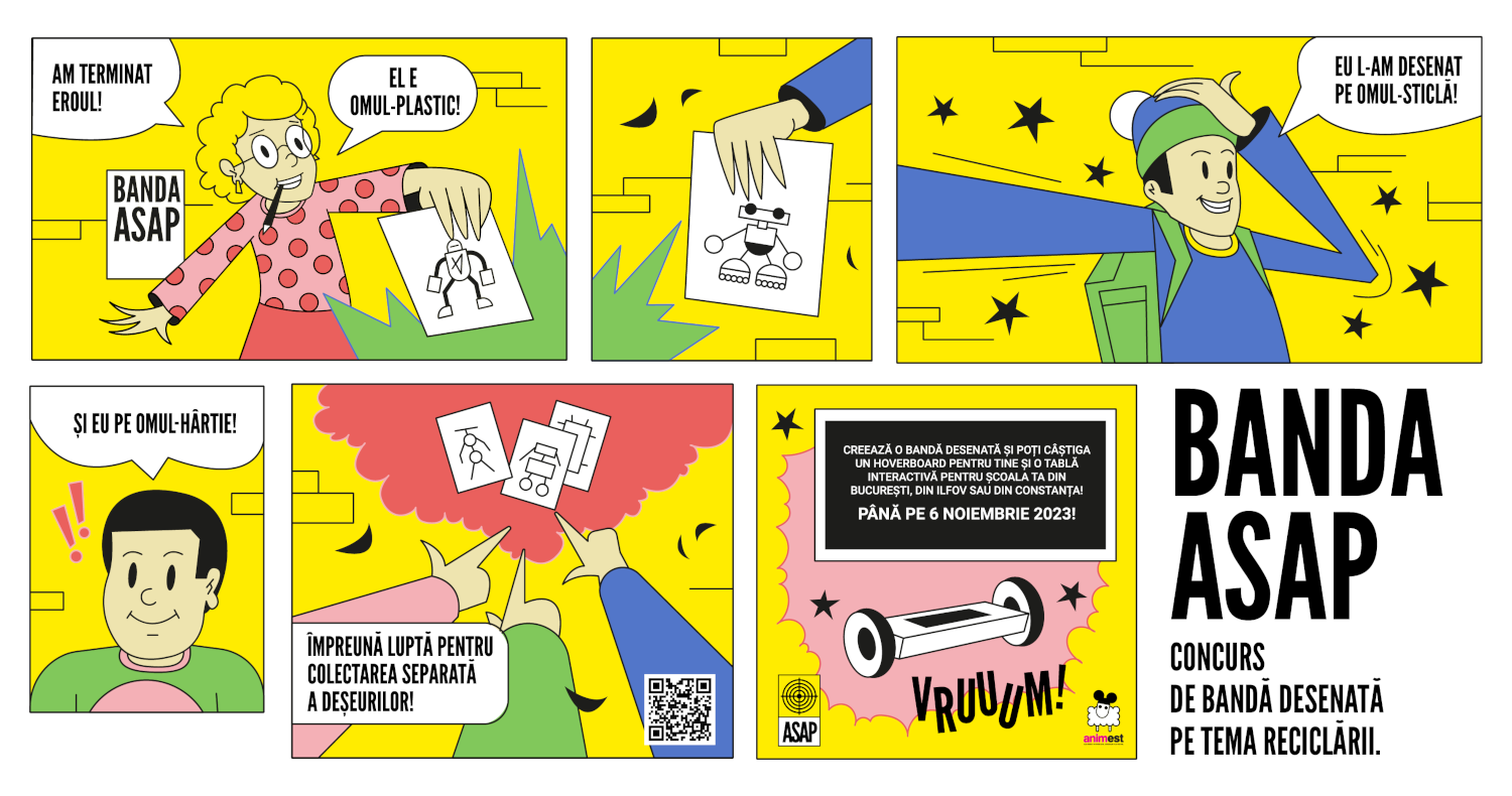 Eroul reciclării într-o bandă desenată – concurs inedit cu premii pentru elevii din București, județele Ilfov și Constanța, la inițiativa ASAP România și Animest