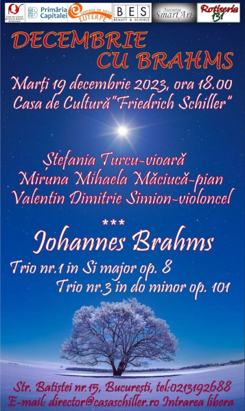 „Decembrie cu Brahms” – concert de muzică de cameră