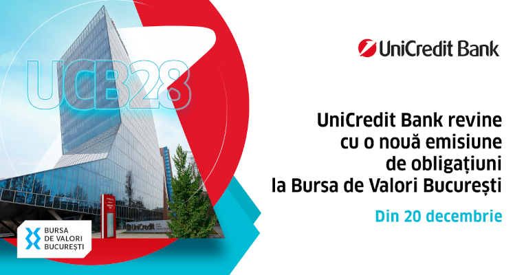 UniCredit Bank listează la Bursa de Valori București a doua emisiune de obligațiuni din acest an