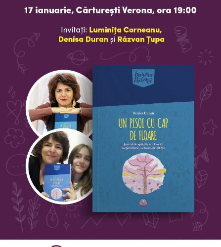 Scriitoarea Denisa Duran lansează un nou volum, „Un pisoi cu cap de floare (Jurnal de spitalizare Covid)”, scris împreună cu fiica sa