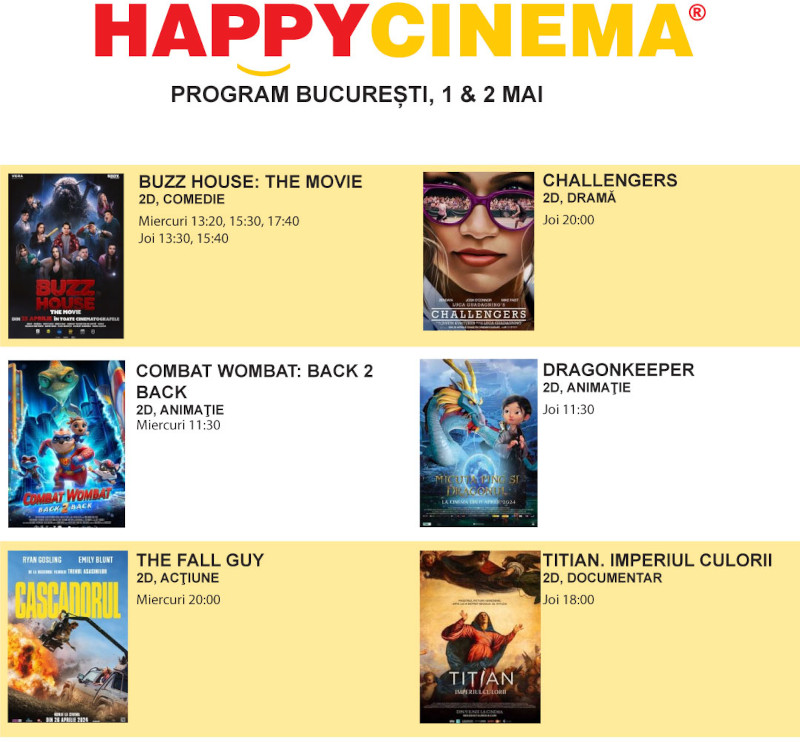 Happy Cinema Luceafarul 1-2 mai