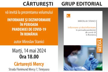 Editura Tritonic invită publicul la evenimentul de lansare a volumului “Informare și dezinformare în perioada pandemiei de Covid-19 în România”